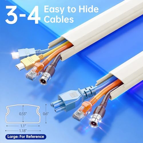 Delamu Beige Cord Hider, 85in Cord Covers for 3-4 Wires on Wall, Beige Cable Hider Cable Management, Easy Set up Wire Hiders Wire Covers for Cords on Wall, TV Cables Cover Concealer, 6X W1.18 H0.67in - Image 2