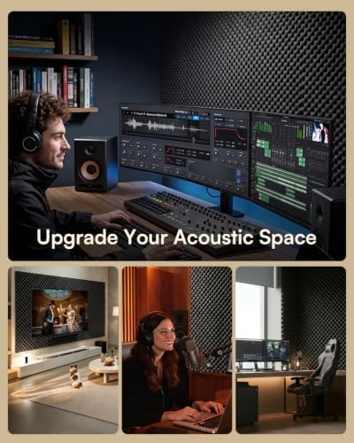 SD SODOCT 24 Pack Self-Adhesive 12" X 12" X 1.2" Egg Crate Soundproof Wall Panels for Studio, Room Acoustic Treatment Foam, Sound Absorbing Foam Black - Image 6