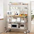 Bakers Rack with Power Outlet & Storage,36In Microwave Stand Kitchen Cart by Leteuke