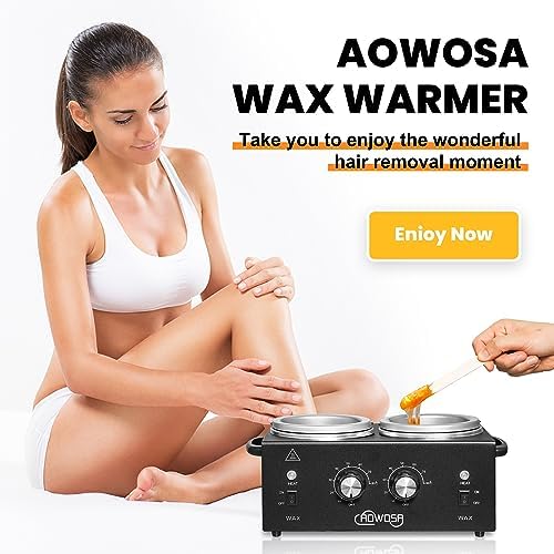 Professional Hair Removal Kit - Wax Warmer Machine with Double Pot, Large Capacity for Spa Salon and Home Use, Non-Stick Easy Clean Pots, 50 Sticks & 20 Collars (Black) - Image 5