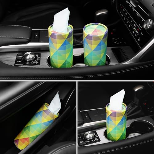 SINGARO Car Tissue Holder, 4 Pack Car Cup Holder Facial Tissues with Travel Tissue Bag, Quick and Convenient Flower Combination Car Tissue Box(4 Canisters/200 Tissues) Yellow - Green - Image 5
