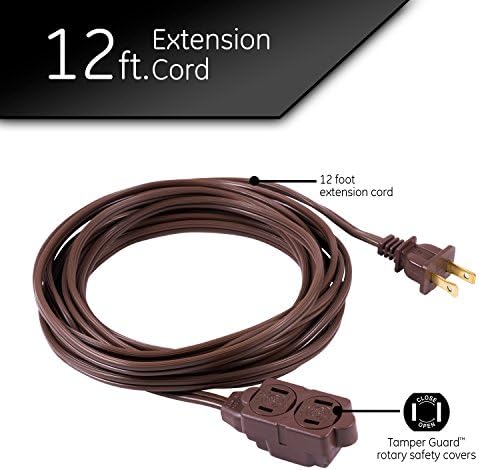 GE 3-Outlet Extension Cord with Multiple Outlets 12 Ft Power Strip 2 Prong - Image 2