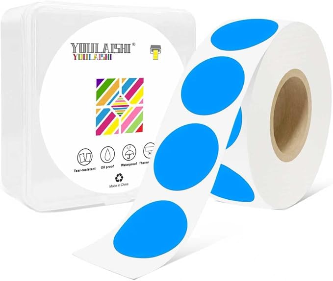 1 Inch Circle Dot Stickers 1000 PCS Color Coding Thermal Labels Dots Writable by YOULAISHI
