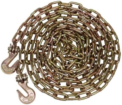 1/4" x 16' Transport Binder Chain Grade 70 with Grab Hook - 3150 LBS WLL Transport Binder Tow Chain with Hooks - Towing Equipment - Gold Chromate - Image 2