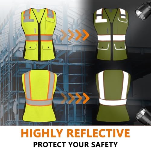 HYCOPROT Safety Vest for Women Mesh Reflective Lady High Visibility Construction Work Vest Meets ANSI/ISEA Standards - Image 4