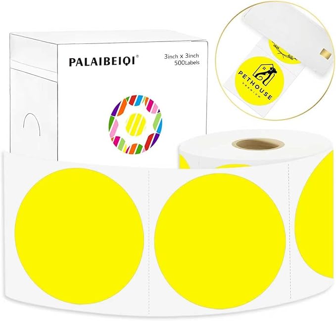 3 X 3 Inch Round Thermal Labels Circle Color Coding Labels Printable Waterproof by Palaibeiqi