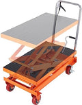 VEVOR TFD35 Hydraulic Lift Table Cart, 770lbs Capacity 59" with 4 Wheels and Non-Slip Pad, for Material Handling and Transportation, Orange by VEVOR