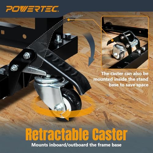 POWERTEC Tool Stand with Wheels, Casters & Melamine MDF Table Top, Power Tool Stand for Miter Saw, Drill Press, Belt Sander, Bench Grinder, Band Saw, Scroll Saw, Planer, Orange (UT1008) - Image 3