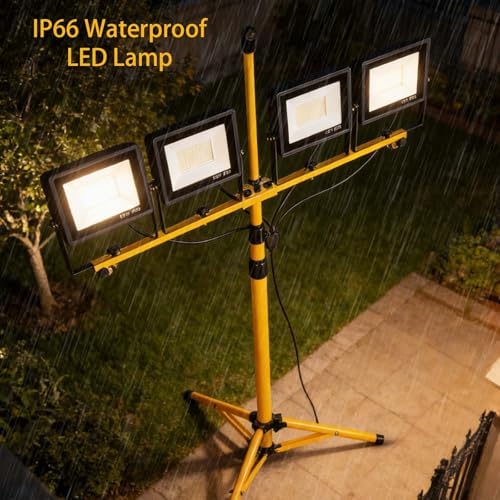 40000Lumen LED Work Lights with Stand - 4Head Portable Work Light on Stand - IP66 Waterproof Tripod Worklights for Outdoor Indoor Job Site Workshop Garage Construction Site Lighting - Image 6