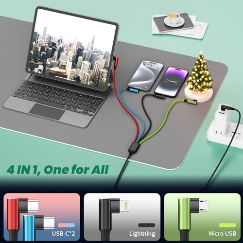 Travel Essentials USB C Multi Charging Cable, 4 in 1, 2Pack 5FT - Image 5