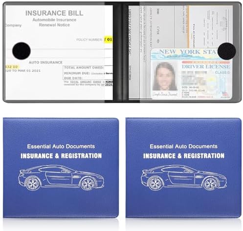 UYYE Car Registration and Insurance Card Holder, Vehicle Glove Box Car Organizer, Interior Car Accessories for Documents, Cards, License - 2 Pack by UYYE