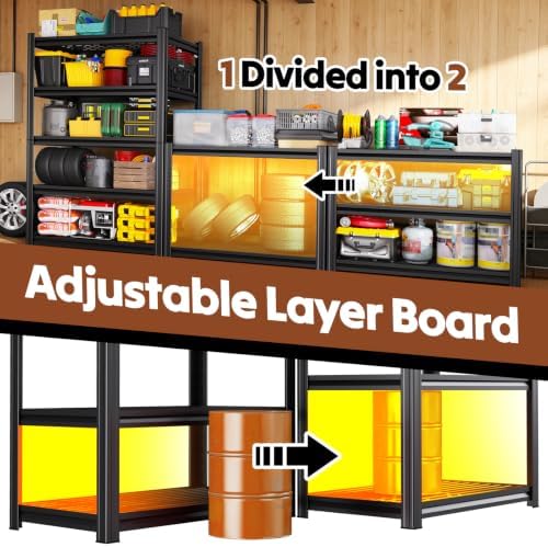 78 ''H Storage Shelves, 46‘’W Garage Shelving, Adjustable Garage Shelves, Heavy Duty Shelving,5 Tier Garage Storage Shelves,Easy-to-Install Metal Shelf Storage Rack Shelving Unit for Kitchen - Image 5