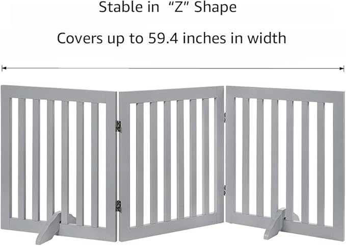 Unipaws Indoor 3 Panels Classic Freestanding Wooden Foldable Pet Gate - Image 5
