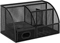 Amazon Basics Mesh Pen Holder and Desktop Desk Organizer, Office Caddy Storage for Writing Utensils, 9.1 x 5.9 x 5.5 inches, Black by AmazonBasics