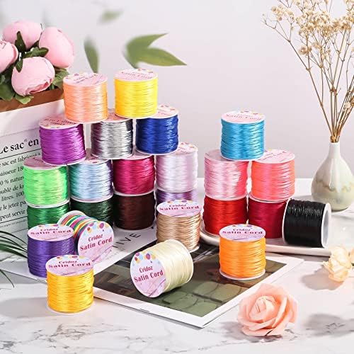 Cridoz 25 Rolls Silky Satin Cord for Bracelets, Necklaces, Macrame Crafts, Drawstring Bags - Multicolor Beading String - Image 5