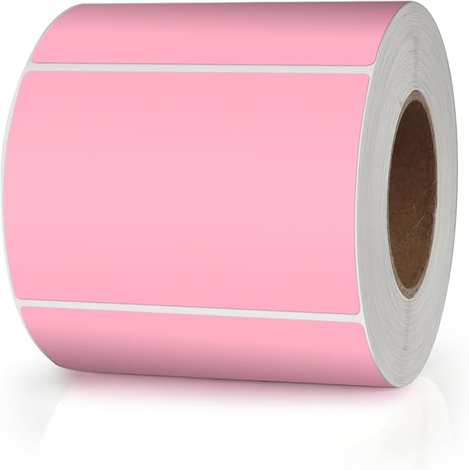 Pink Rectangle Stickers 3 x 2 Inch Color Coding Labels Vinyl Roll Self-Adhesive by Meitaat