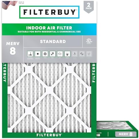 Filterbuy 11.88x16.88x1 Air Filter MERV 8 Dust & Allergy Defense (2-Pack) by Filterbuy