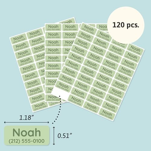 TeddyLabels - Clothing Labels for Nursing Home (120) – Self-Adhesive Name Tags for Clothes and Personal Items. Personalized Labels for Daycare, Nursing Homes, and Laundry Use - Light Green - Image 6