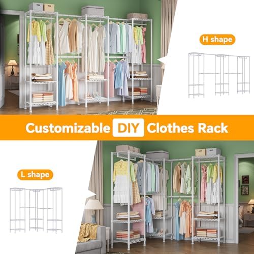 Higeego H11 Heavy Duty Clothes Rack White Clothing Rack for Hanging Clothes - Image 4