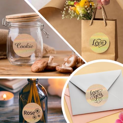 2''Holographic Morandi Gradient Thermal Label,Self-Adhesive Round Thermal Printer Sticker for DIY Logo Design,Name Tag,Thanks Card 300 Labels/Roll - Image 6