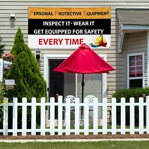 Vinyl Banner Multiple Sizes Personal Protective Equipment Safety Industrial & Craft Outdoor Weatherproof Industrial Yard Signs Black 4 Grommets 16x40Inches - Image 3
