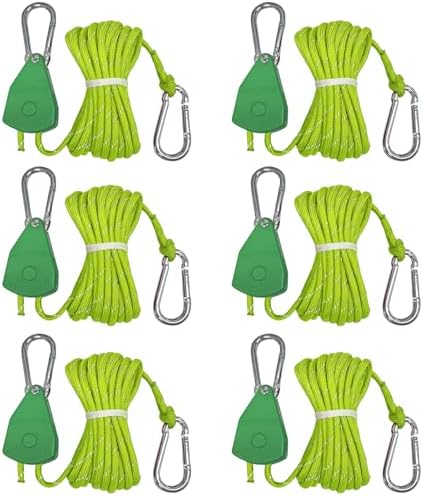 KOKKOYA 15ft Rope Ratchet Tie Downs Reflective Paracord Rollers 1/8in 6 Pcs by KOKKOYA