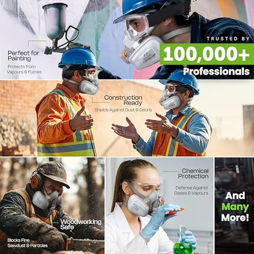 AirGearPro G-500 Reusable Respirator Mask with A1P2 Filters | Anti-Dust Mask Ideal for Painting, Woodworking, Construction, Sanding, Spraying, Chemicals, DIY etc - Image 6