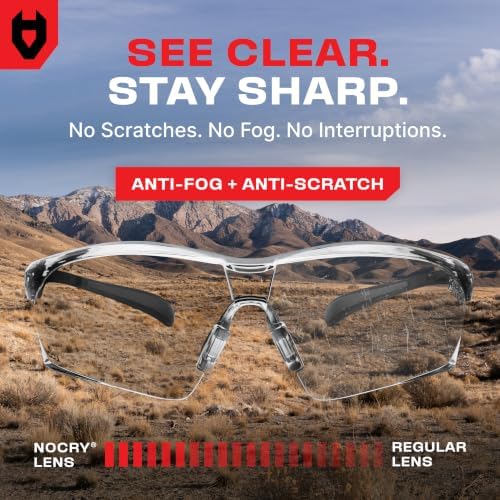 NoCry Clear Shooting Glasses for Men with Anti-Fog and Scratch Resistant Wraparound Lenses — ANSI Z87 Safety Glasses for Men with Adjustable Temples & Nose Pad — 100% UV Eye Protection for Shooting - Image 4