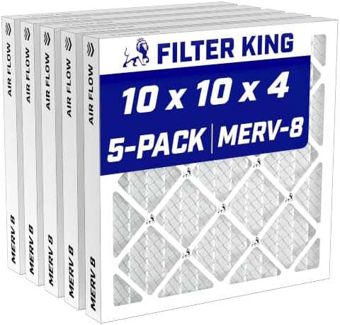 Filter King 10x10x4 Air Filter MERV 8, AC Furnace Filters (5-Pack) by FilterKing