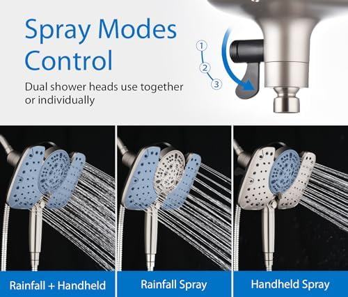 INAVAMZ Rain Shower Head with Filtered Handheld Spray Combo Nickel 2.5 GPM - Image 3