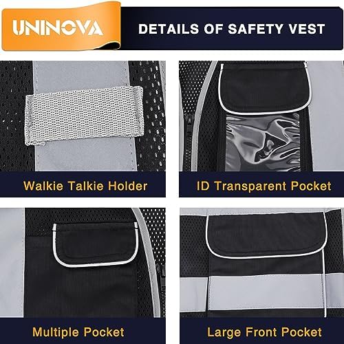 High Visibility Safety Vest - Multi Pockets Reflective Mesh Breathable Workwear, ANSI/ISEA Standards (4X-Large-5X-Large, Black Mesh) - Image 4