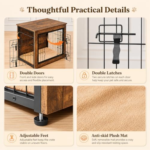 Yaheetech 27.5in Wooden Dog Crate Furniture w/Cushion for Small Medium Dogs - Image 5