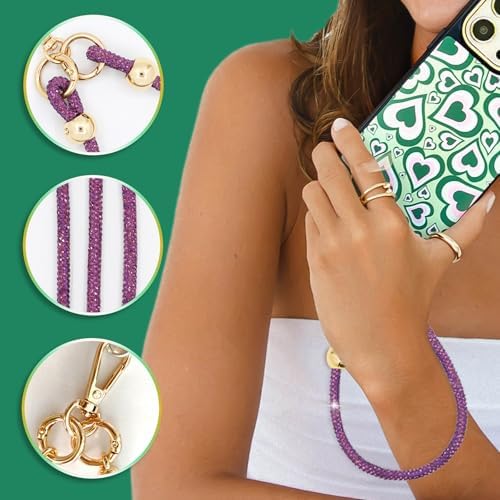 Crystal Phone Strap Crossbody and Wrist Lanyard, Anti Theft Layered & Wrist Strap Cell Phone Neck for Women - Image 3