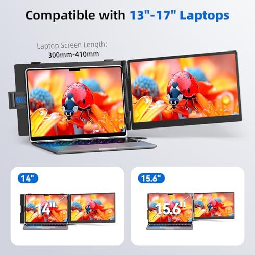 Laptop Screen Extender 14", FHD 1080P Portable Monitor for Laptop, Light Monitor Extender Plug&Play, IPS Display Computer Monitor for Laptop 13-17” (Screen Length: 11.81"-16.14") for Travel Work - Image 5