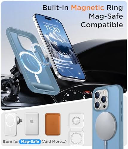 Temdan Magnetic Compatible with iPhone 15 Pro Max Case, [Built-in Invisible Kickstand][Compatible with MagSafe][Military Grade Shockproof] Slim Translucent Matte Phone Case for iPhone 15 Pro Max 6.7" - Image 5