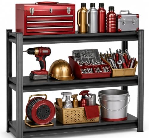 Metal Garage Shelving Unit, Heavy Duty Adjustable Storage Shelves, Steel Shelving, 1500 LBS Capacity Shelves for Heavy Tools and Equipment, 3 Tier, 36" Wx 14" Dx 32" H by Notmise