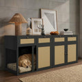 PureCozy 2-Piece Dog Crate Furniture, Left, 80 Inch, Black Oak by PureCozy