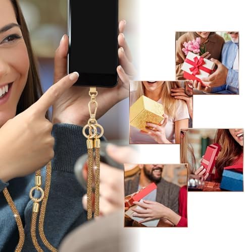 Crystal Phone Strap Crossbody and Wrist Lanyard, Anti Theft Layered & Wrist Strap Cell Phone Neck for Women - Image 6