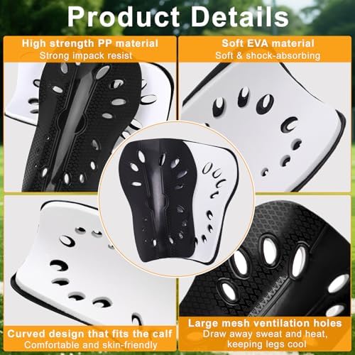 2 Pairs Shin Guards Soccer for Kids,Shin Pads Extra Lightweight Breathable Slide in Shin Guard for Football Training Match Outdoor Activities Protective Slip-in Shin Guards for Boys Girls - Image 3