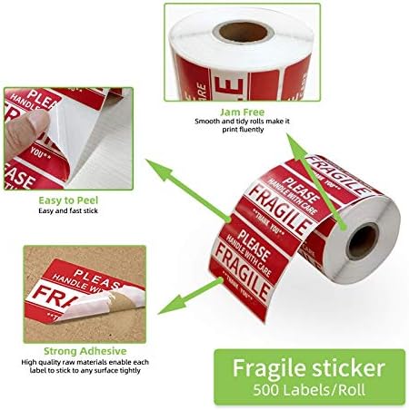 2" x 3" Fragile Stickers for Shipping and Moving Please Handle with Care Fragile Thank You Do Not Drop, Warning Stickers Fragile Labels, Permanent Adhesive(500 Labels, 1 Roll) - Image 3