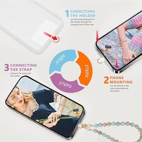 Marble Beaded Phone Wrist Strap for Women, Detachable Design - Image 5