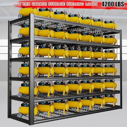 65" W Garage Shelving Heavy Duty, 6 Tier Garage Shelves, Adjustable Storage Shelving Unit, Commercial Metal Shelf for Warehouse, Pantry - Image 3