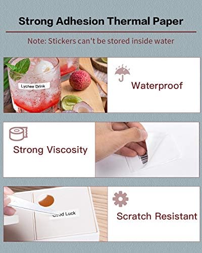 Phomemo Labels- 3 Rolls M110 Label Thermal Paper for M110/M220/M221/M120/M200, 1.57'' x 0.79'' (40x20mm)- Multipurpose Square Self-Adhesive Label, 320 Labels/Roll - Image 4