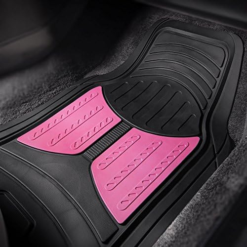 FH Group Automotive Floor Mats - Heavy-Duty Monster Eye Rubber for Cars, Universal Fit Full Set, Climaproof Mats, Trimmable Most Sedan, SUV, Truck Pink - Image 3