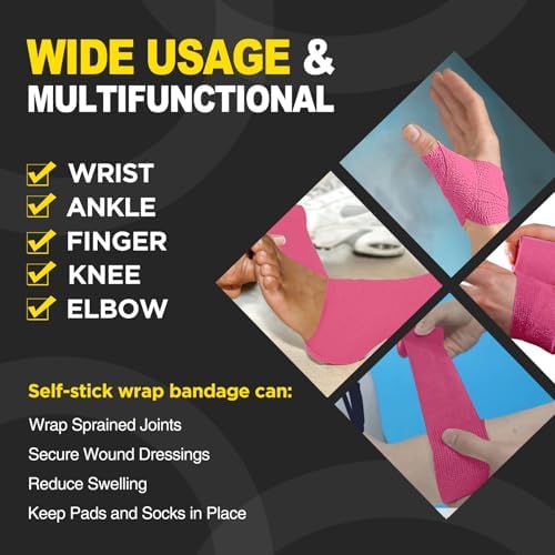 OK TAPE 12 Rolls Self Adhesive Bandage Wrap, Cohesive Elastic Athletic Tape - Image 3