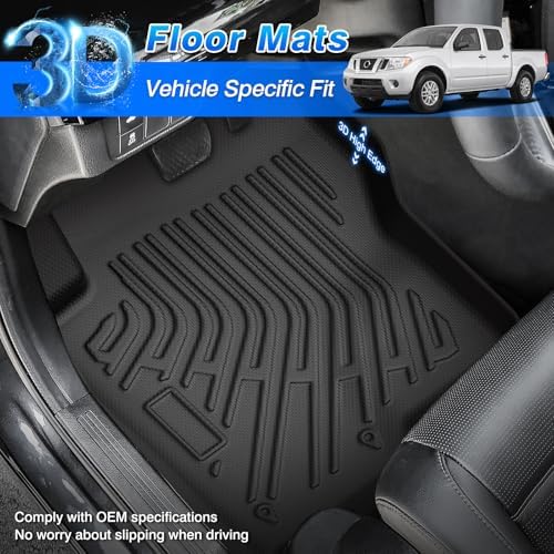 Frontier Floor Mats - Car Mats for Nissan Frontier CrewCab 2009-2021, All Weather Floor Mat for Frontier Accessories, Heavy Duty Rubber Mats, Car Accessories - Image 2
