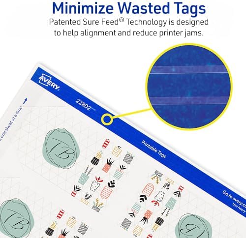 Avery Blank Printable Tags, Sure Feed Technology, 2" x 3.5", White, 96 Customizable Tags with String, Great for Branding, Gift Tags, Price Tags, and More (22802) - Image 4