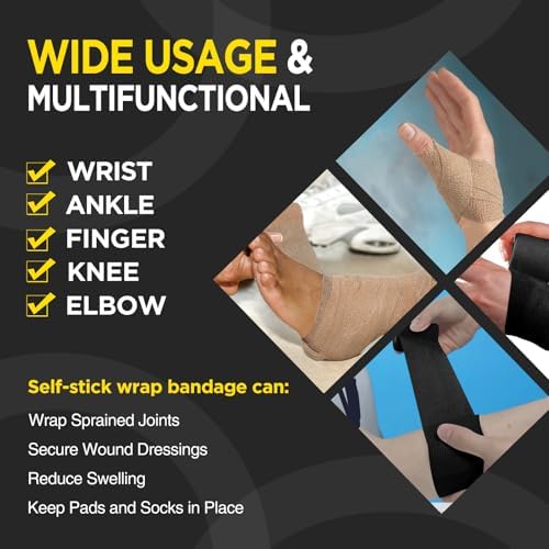 OK TAPE 12 Rolls Self Adhesive Bandage Wrap, Cohesive Elastic Athletic Tape - Image 3