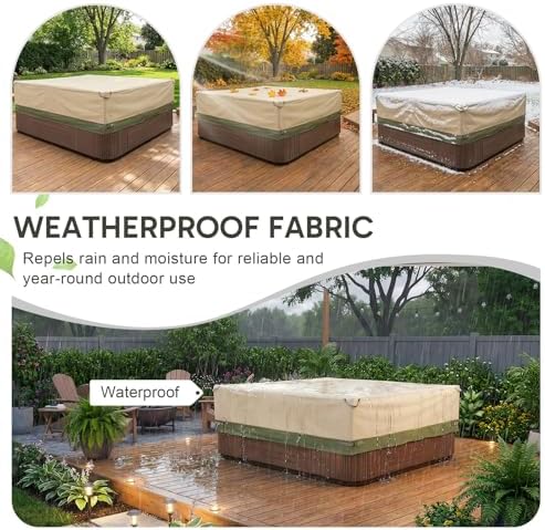 COWVIE Square Hot Tub Cover for 6-8 Person Spa and Inflatable Hot Tub, 600D Waterproof Oxford Cover Replacement with Storage and Zipper, 85''W x 85''D x 20''H - Image 7