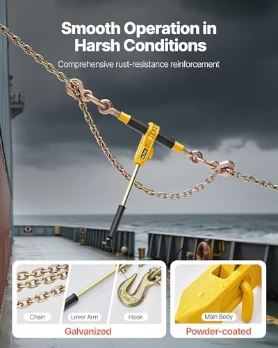 VEVOR Ratchet Chain Binder, 5/16 in x 14 ft G80 Chains, 8000 lbs Working Load of Ratchet Load Binder, Chains and Binders Set, Tie Down Hauling Chain Binders for Hauling, Towing, Logging (4 Sets) - Image 4